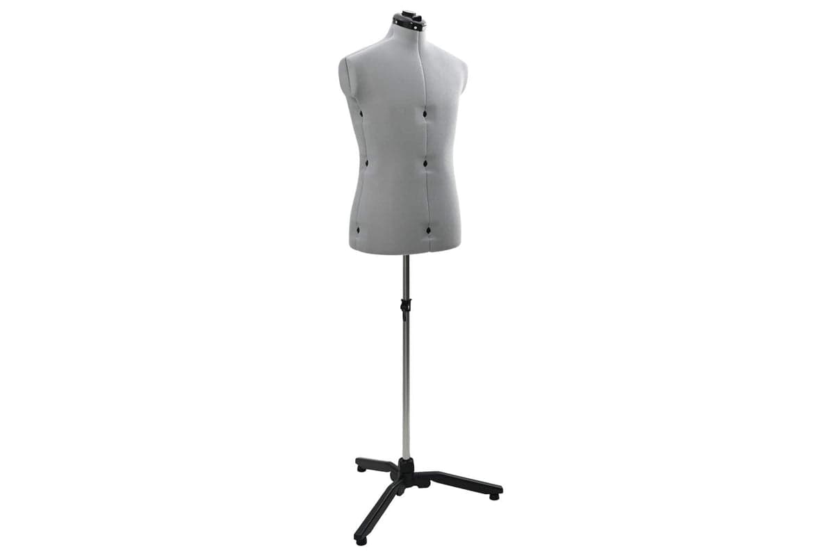 Vidaxl Adjustable Dress Form Male Manual Grey 375-455 Inch Fabric