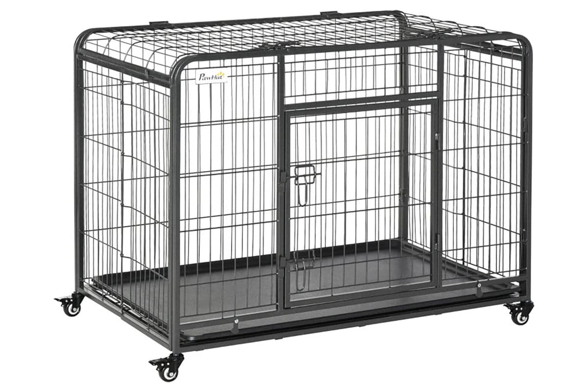 PawHut D02-052V01 Foldable Dog Crates Kennel | Dark Grey