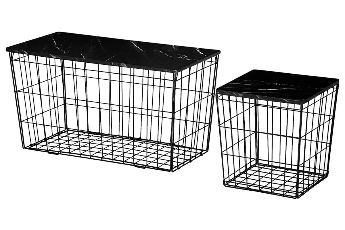 Homcom Marble Side Table | Black | Set of 2