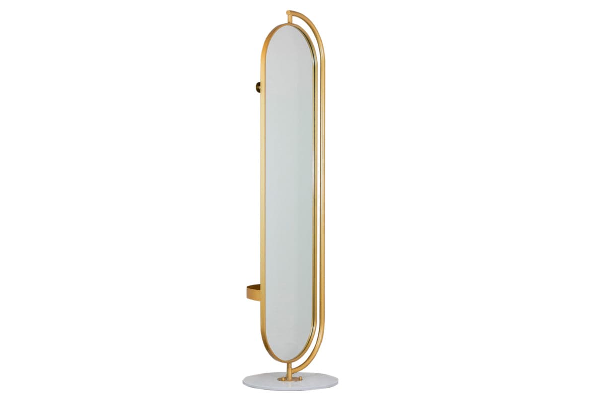 Rotating Mirror with Hangers & Marble Base | Gold | 45 x 175 cm