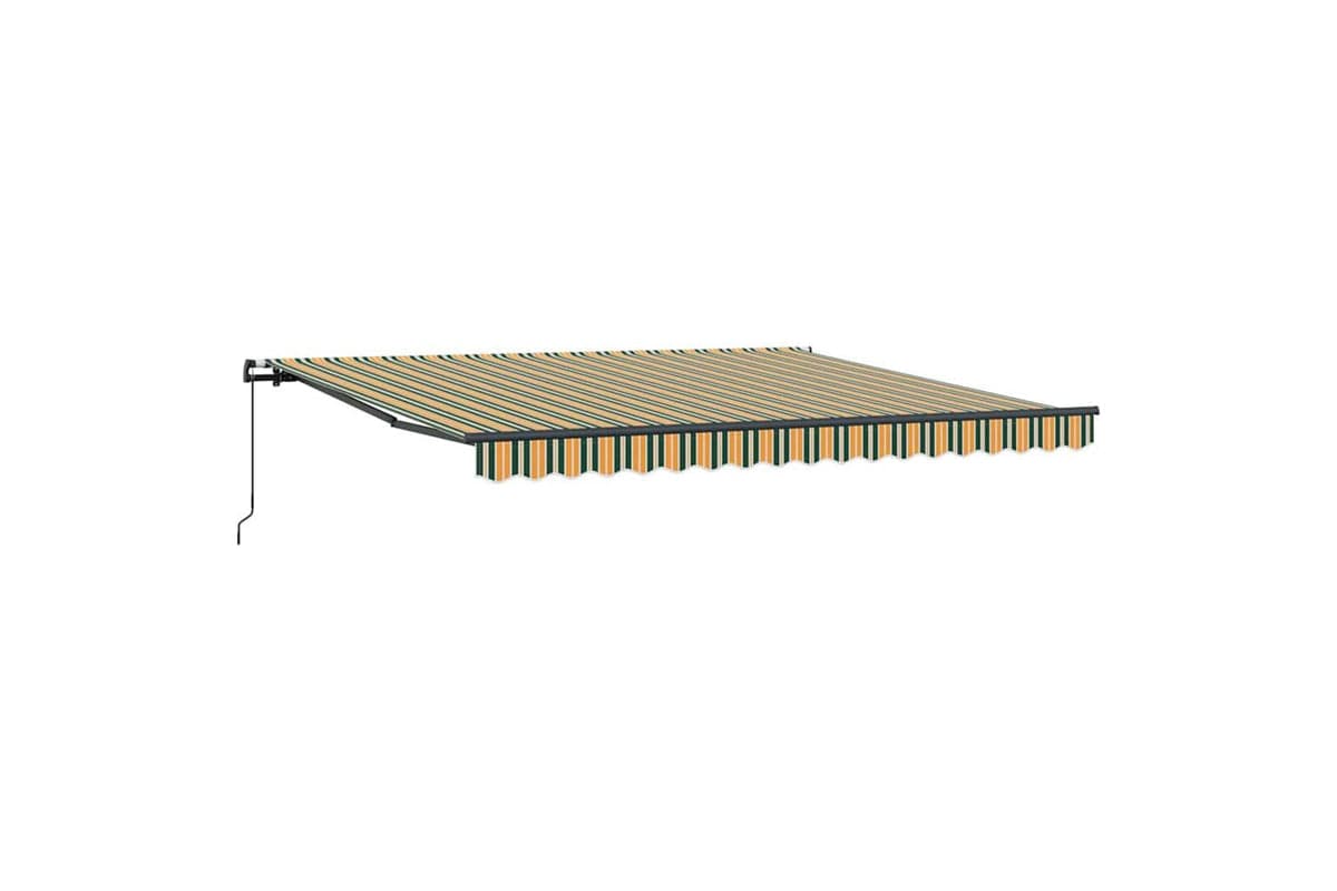 Vidaxl Retractable Awning Manual Green And Yellow 400 X 300 Cm Fabric