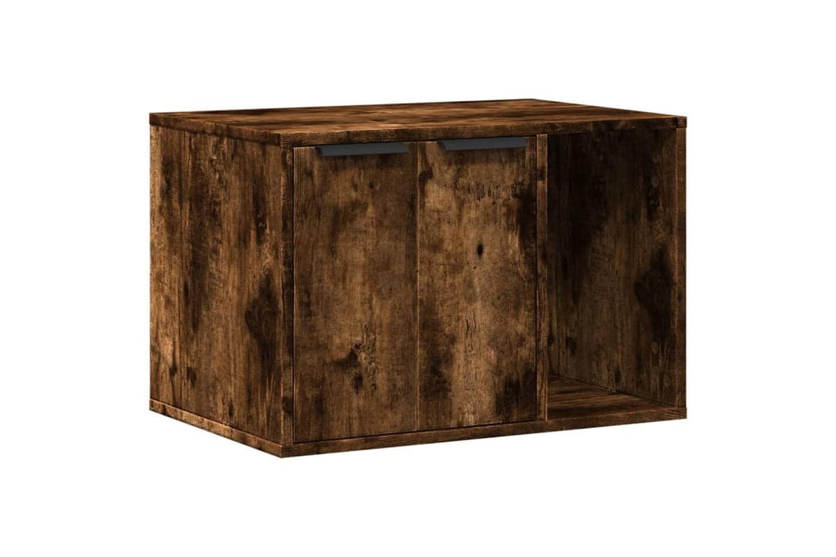 Vidaxl Cat Litter Box Enclosure Smoked Oak 60x40x40 Cm Engineered Wood