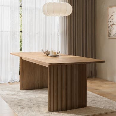 Large Oak Extendable Dining Table - Seats 6 - 8 - Jarel