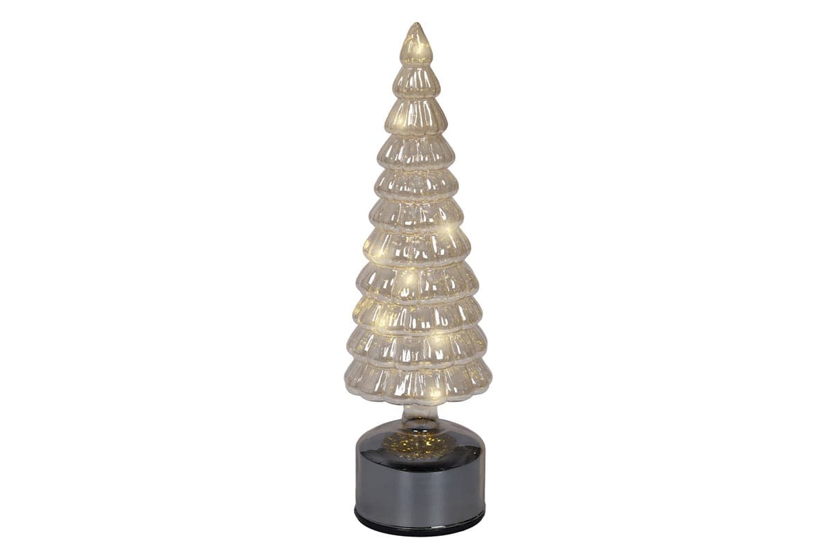 Micro LED Rotate Glass Christmas Tree | Amber | 34 cm