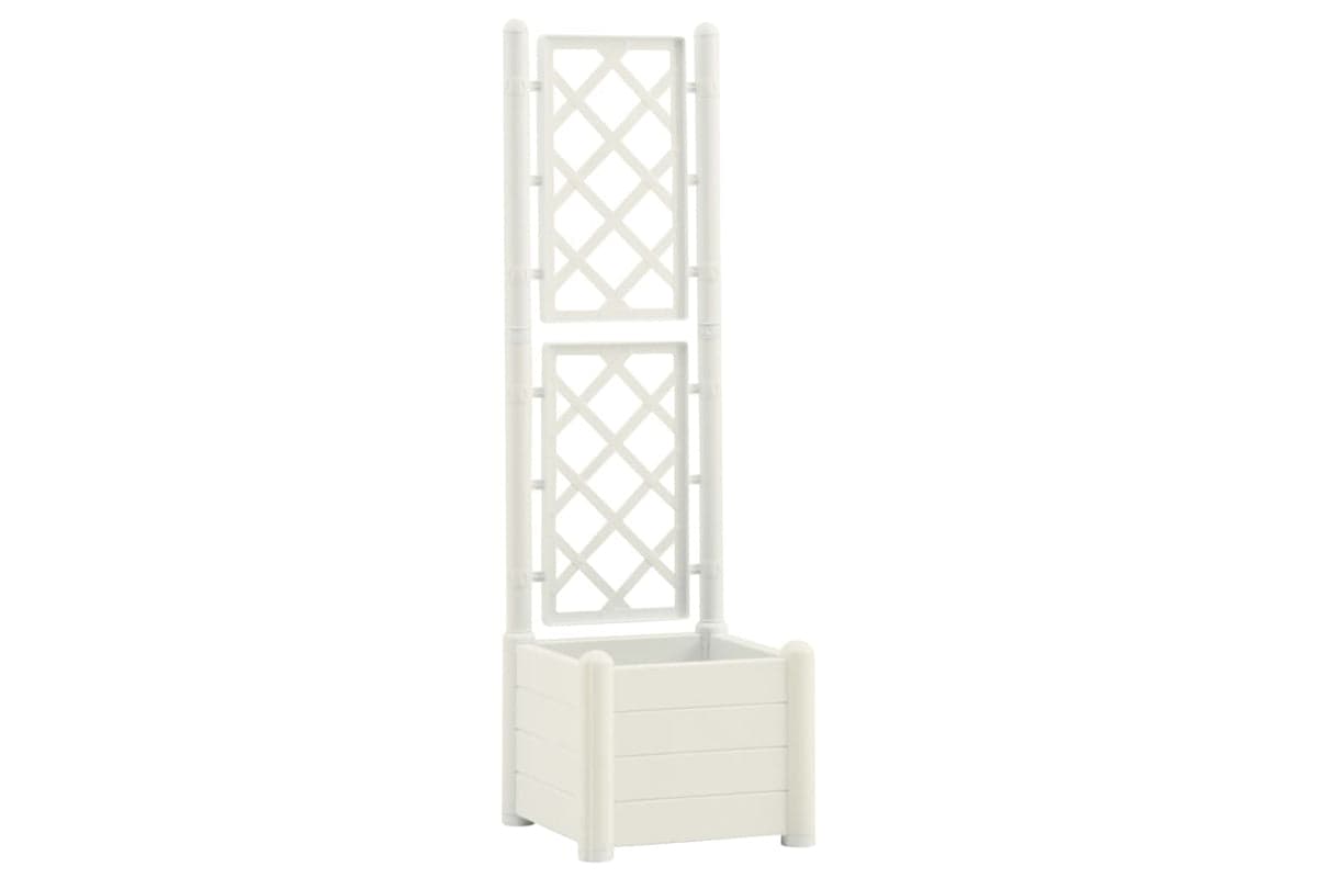 vidaXL 313979 Garden Planter With Trellis 43x43x142cm Pp White