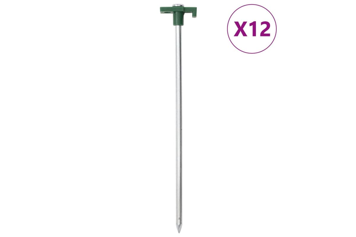vidaXL 4009356 Tent Pegs 12 Pcs 25cm 7mm Galvanised Steel And Pp