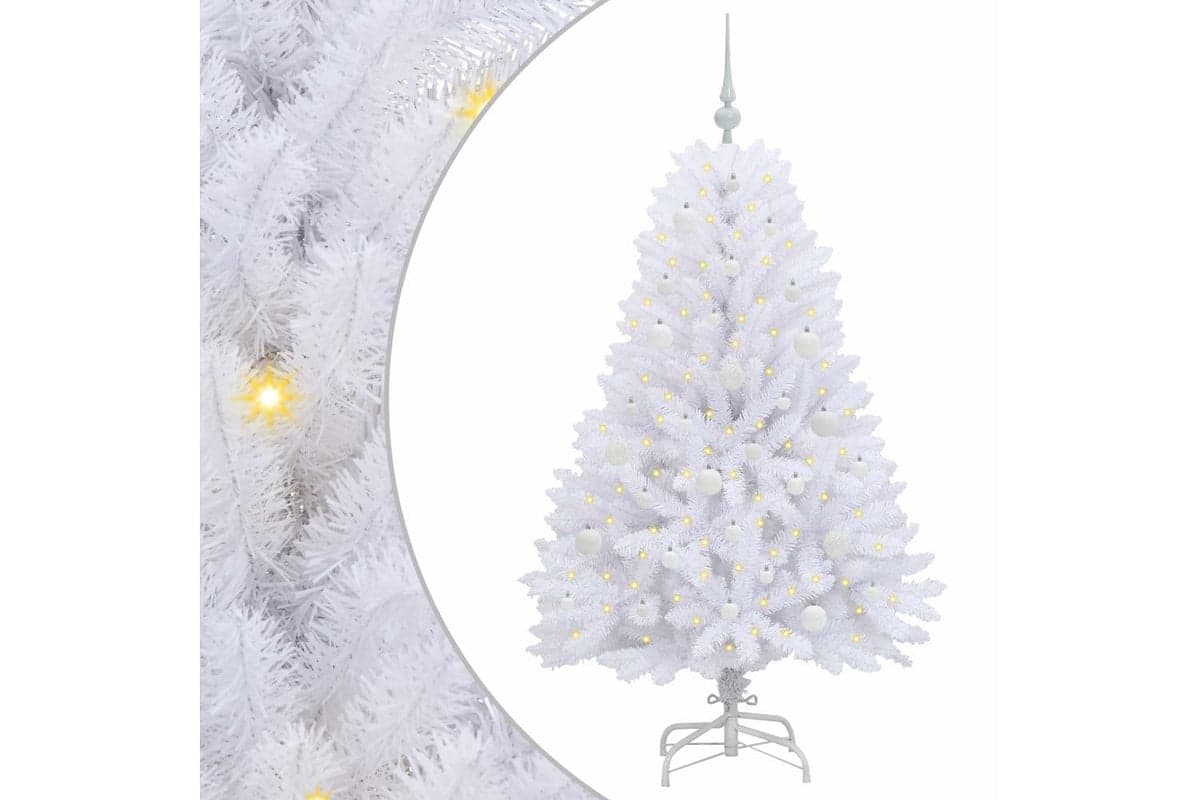 Vidaxl Artificial Hinged Christmas Tree White 150 Cm Pvc And Steel