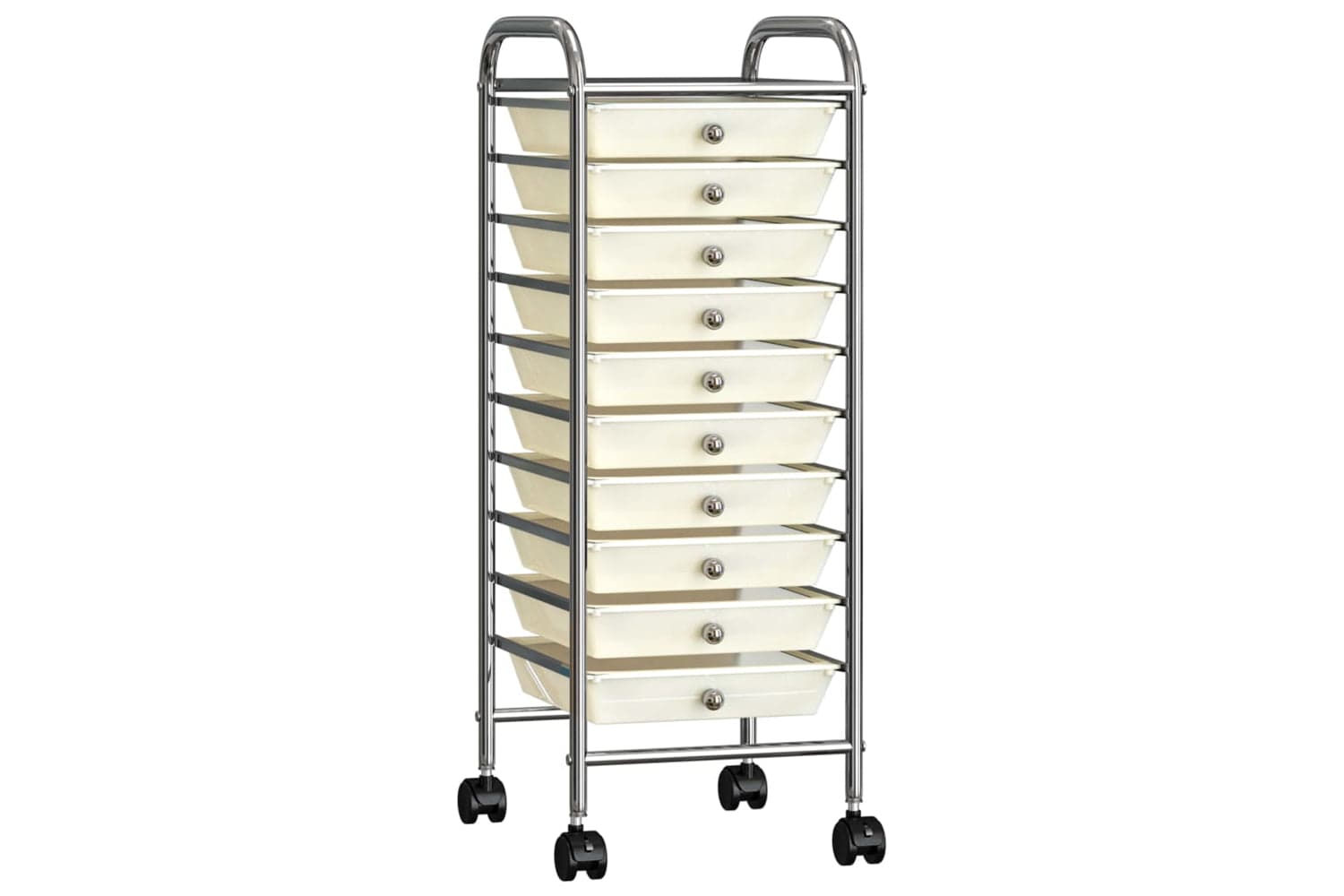 Vidaxl 320403 10-drawer Mobile Storage Trolley White Plastic