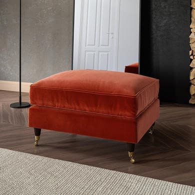 ONLY OPENED - Payton Orange Velvet Footstool