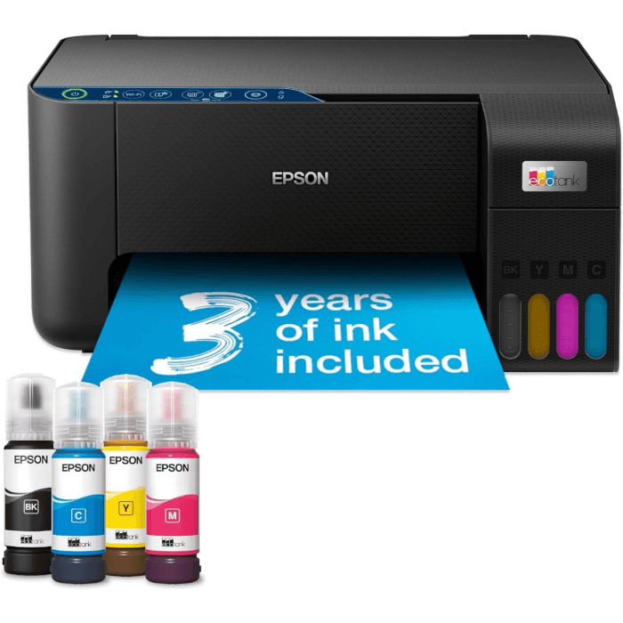 Epson ET2861, EcoTank Multifunction Wi-Fi Ink Tank Printer, Black