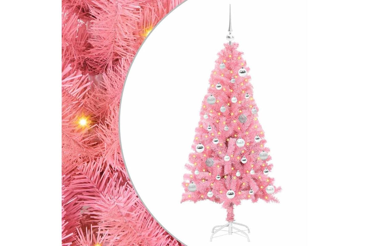 Vidaxl Christmas Tree With 150 Leds With Stand Pink 150 Cm Pvc