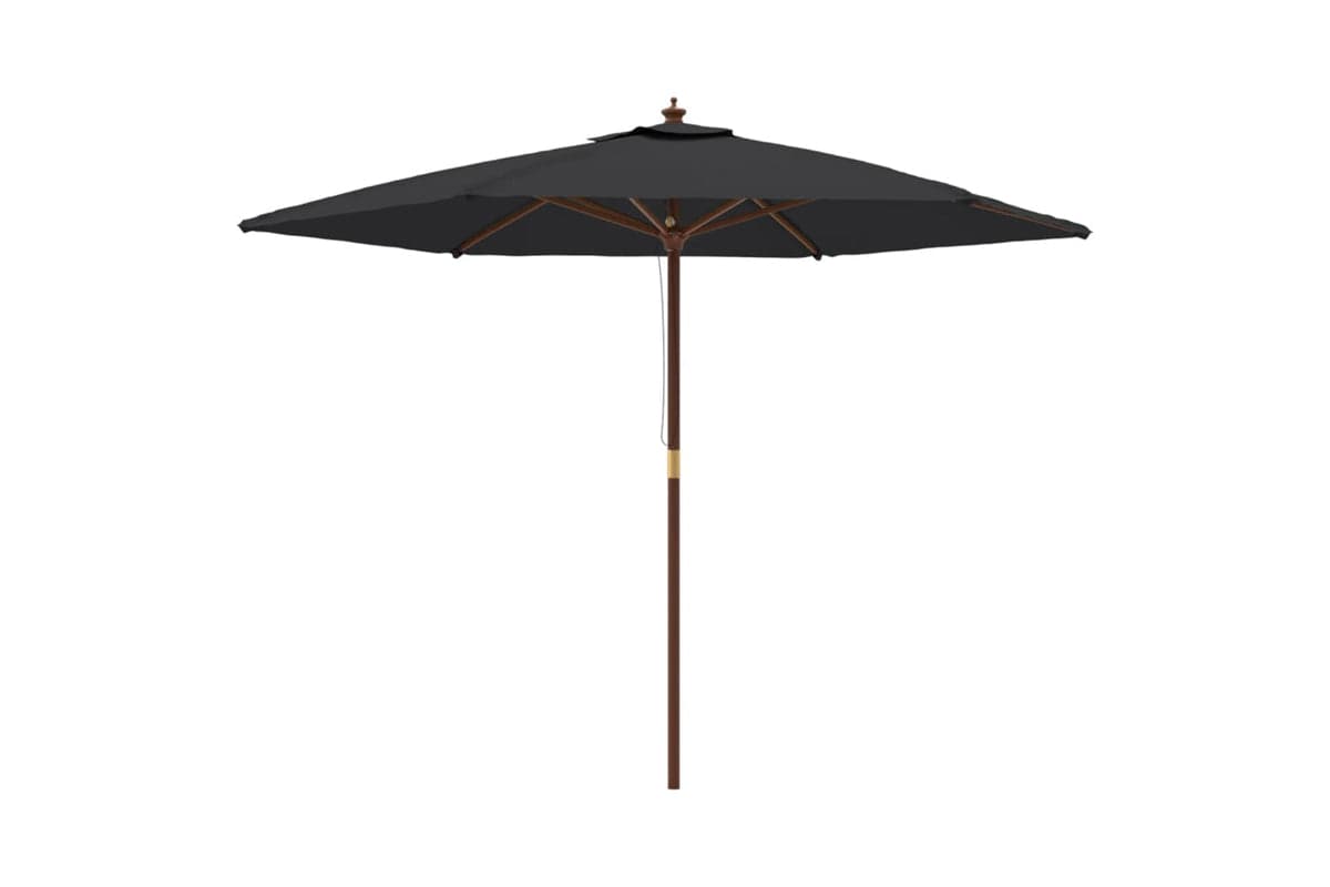 vidaXL 363173 Garden Parasol With Wooden Pole Black 299x240cm
