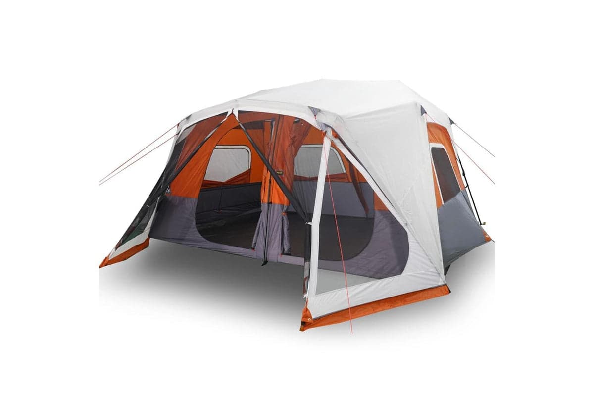 Vidaxl Family Tent With Led 10-person Light Grey And Orange Quick Release