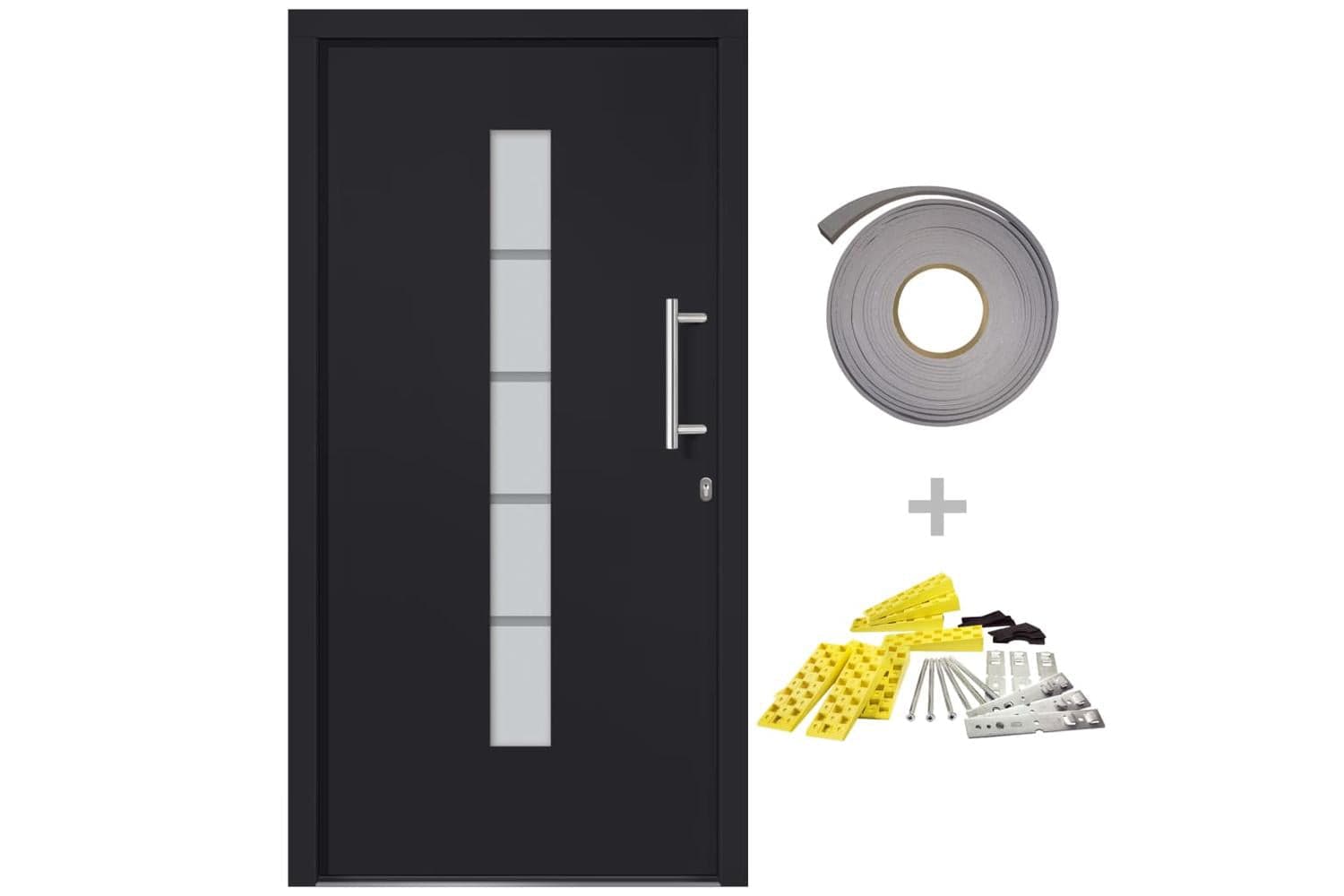 vidaXL 3056814 Front Door Aluminium And Pvc Anthracite 110x210cm