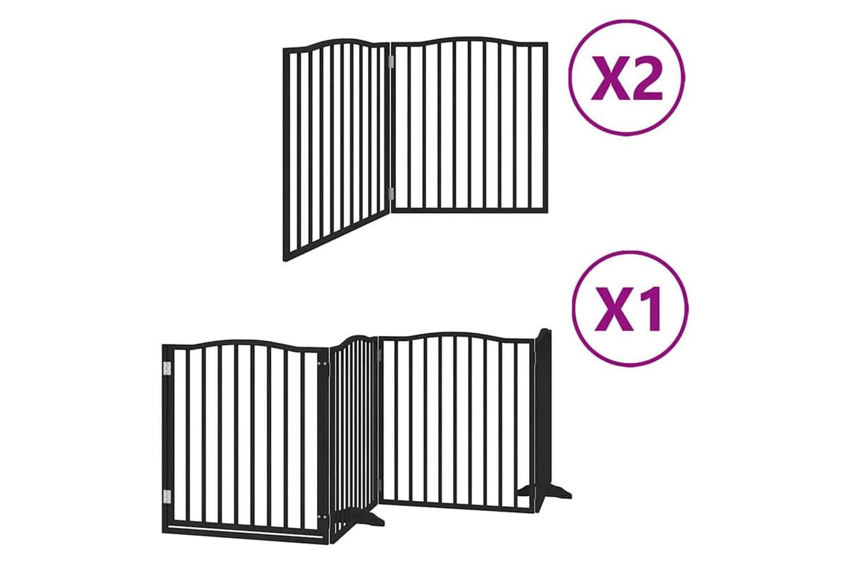 Vidaxl Dog Gate With Door Foldable 8 Panels Black 640 Cm Poplar Wood