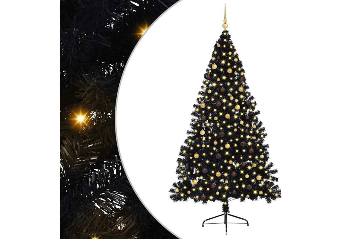 Vidaxl Artificial Pre-lit Christmas Tree Black 240 Cm Pvc