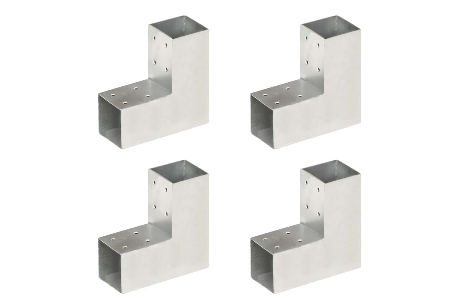 vidaXL 145454 Post Connectors 4 Pcs L Shape Galvanised Metal 71x71mm