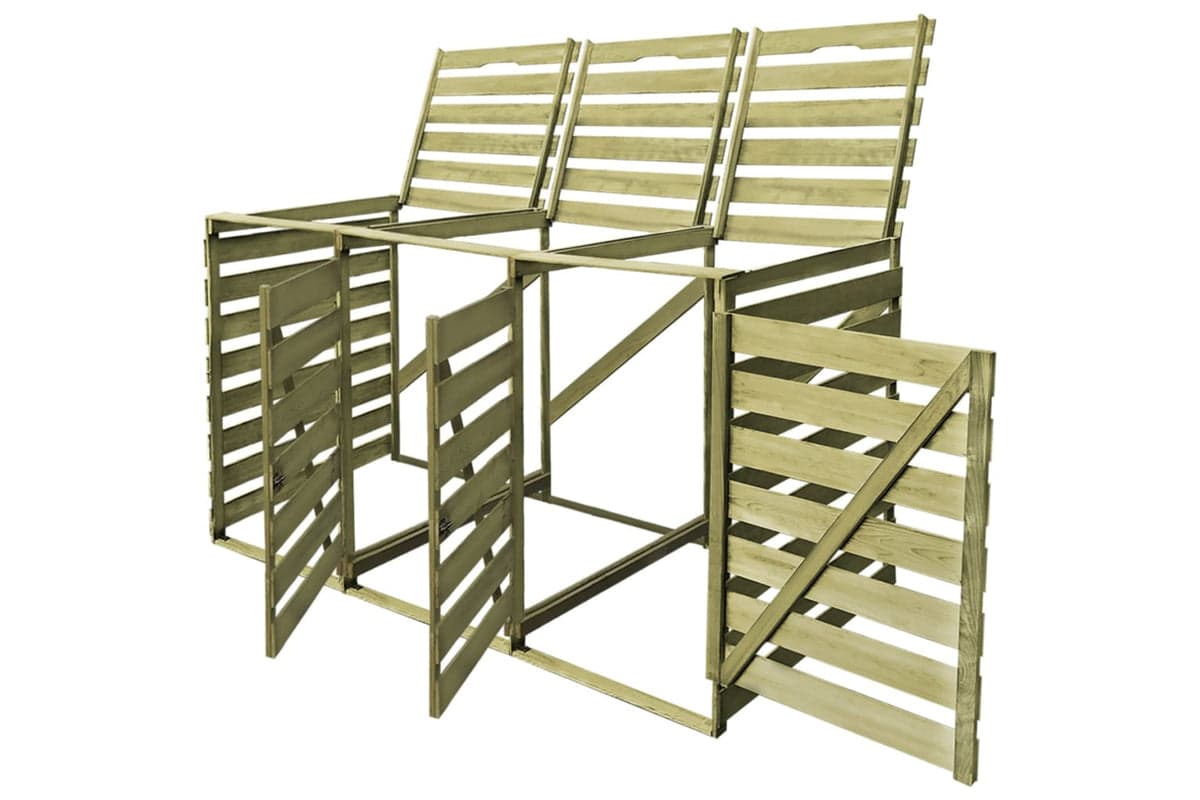 Vidaxl 42271 Triple Wheelie Bin Shed 240 L Impregnated Wood