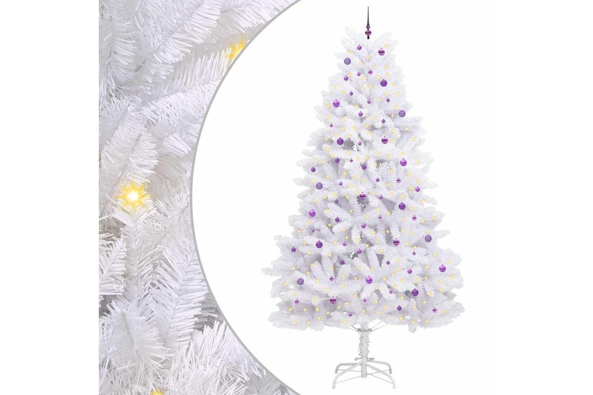 Vidaxl Artificial Hinged Christmas Tree White 300 Cm Pvc And Steel
