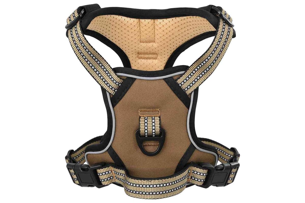 Vidaxl Dog Harness With Reflective Stripes Adjustable Brown S