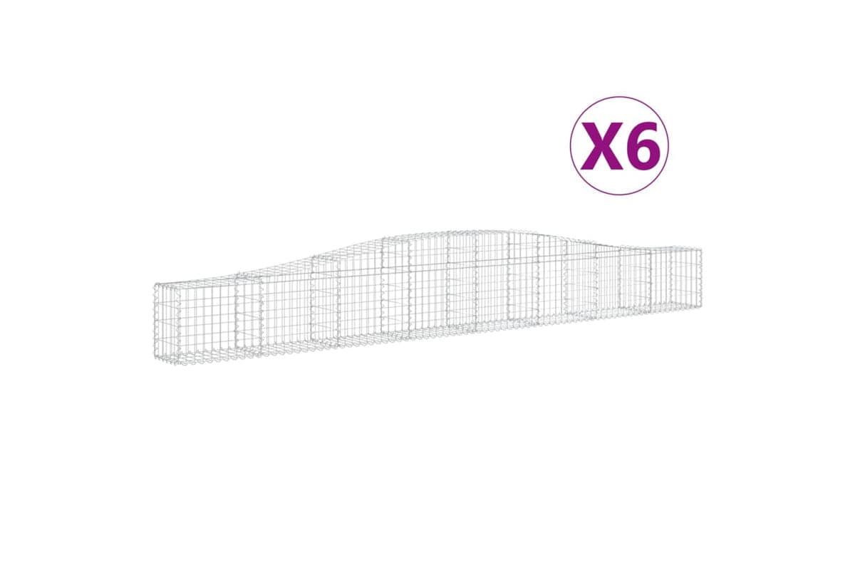 vidaXL 3145791 Arched Gabion Baskets 6 Pcs 400x30x40/60cm Galvanised Iron
