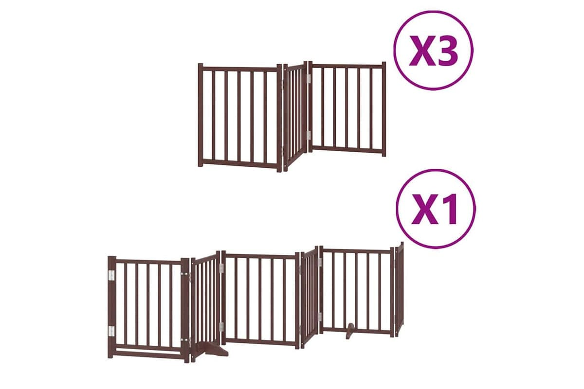 Vidaxl Dog Gate With Door Foldable 15 Panels Brown 750 Cm Poplar Wood