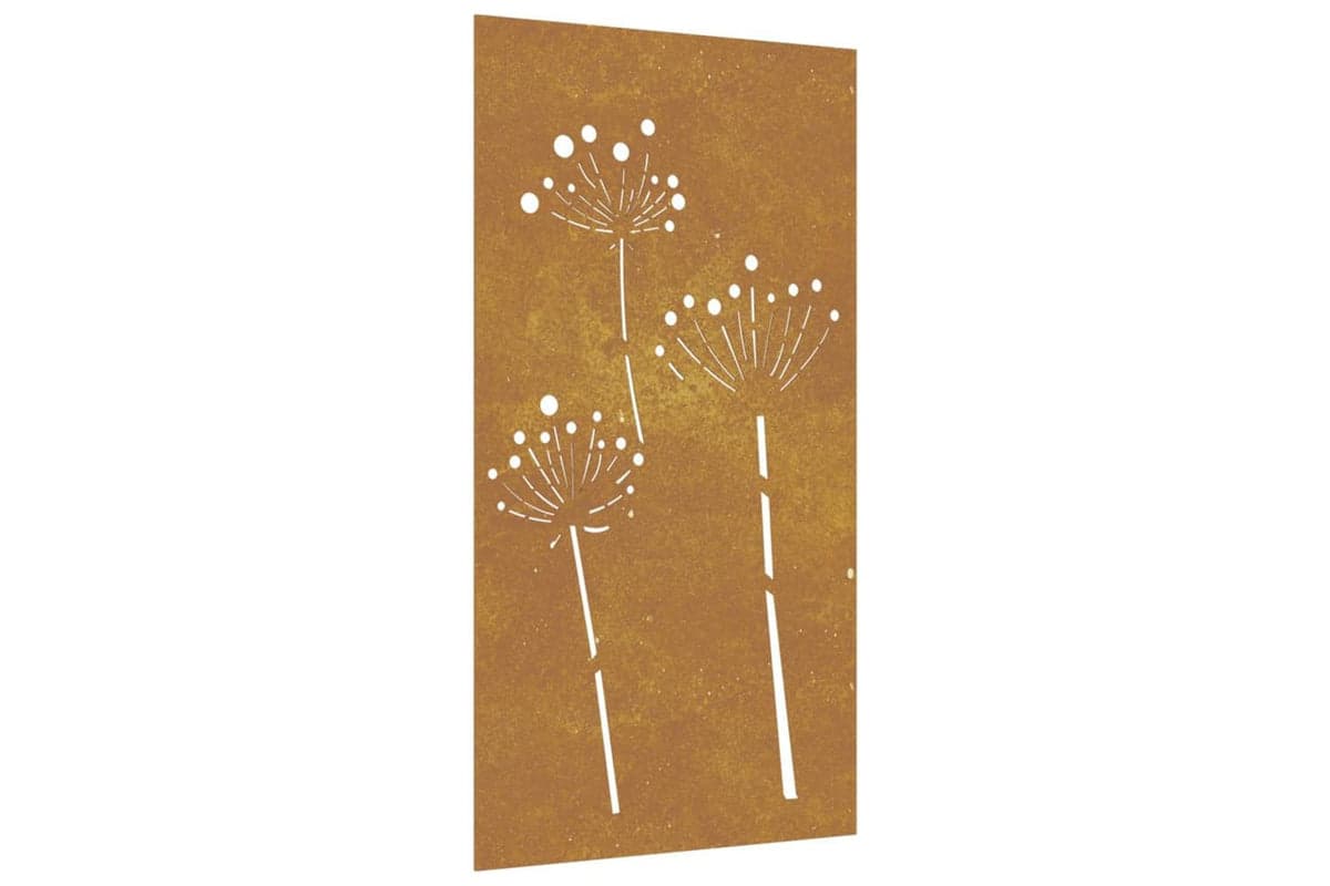 Garden Wall Decoration 105x55 Cm Corten Steel Flower Design