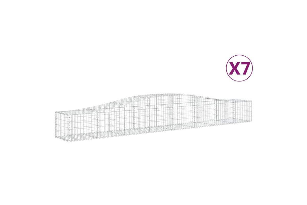 vidaXL 3145922 Arched Gabion Baskets 7 Pcs 400x50x40/60cm Galvanised Iron