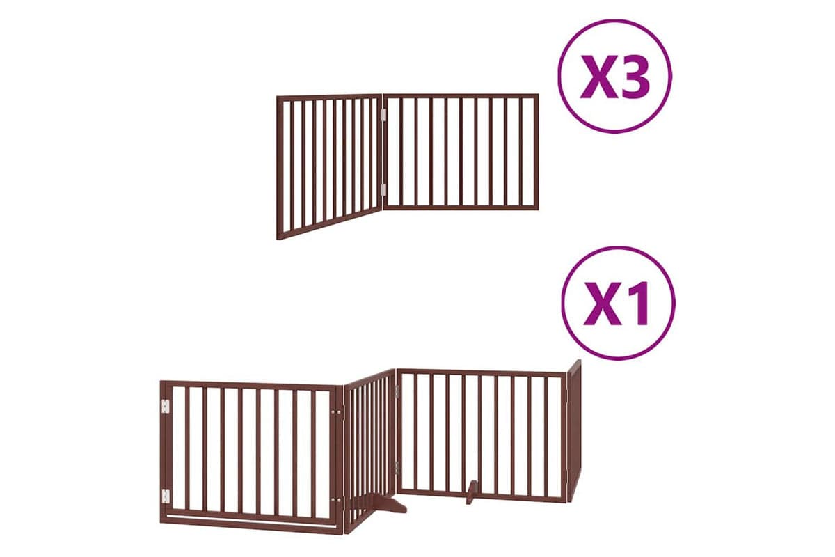 Vidaxl Dog Gate With Door Foldable 10 Panels Brown 800 Cm Poplar Wood