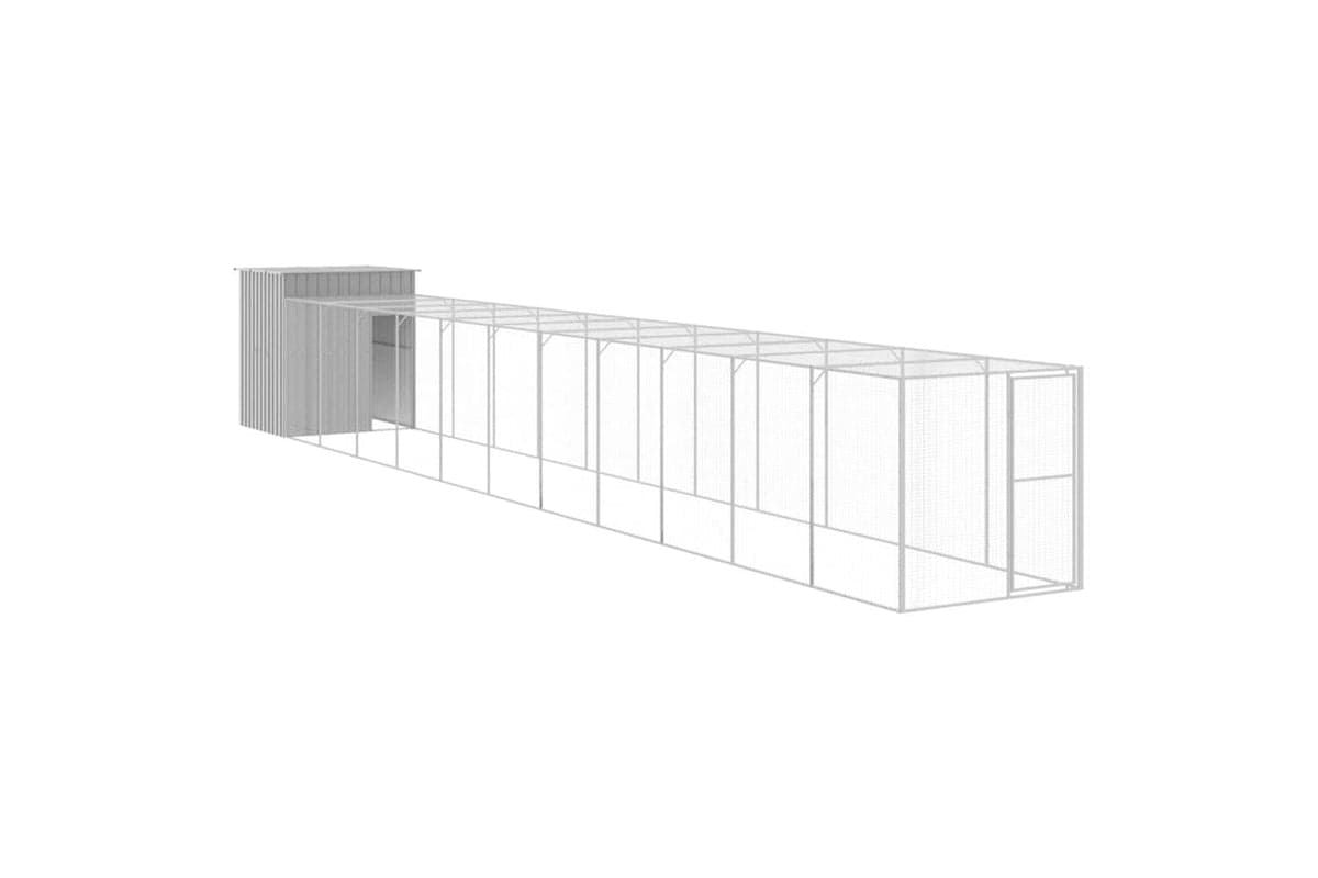 Vidaxl Chicken Cage With Run Light Grey 165x1271x181 Cm Galvanised Steel