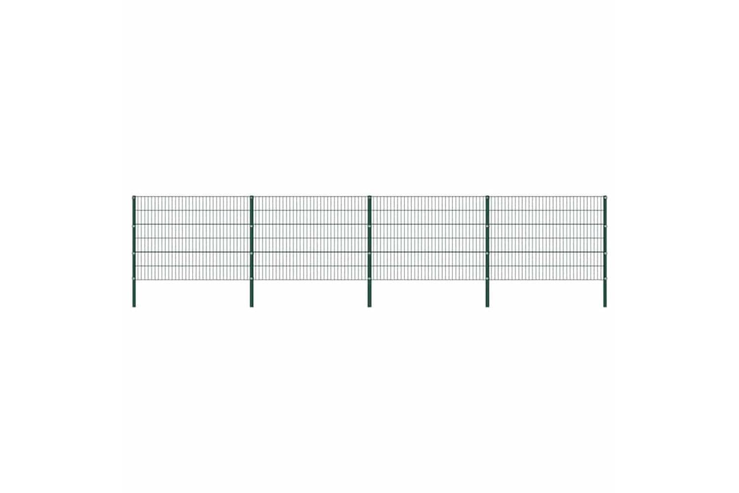 Vidaxl 278664 Fence Panel With Posts Iron 6.8x1.2 M Green