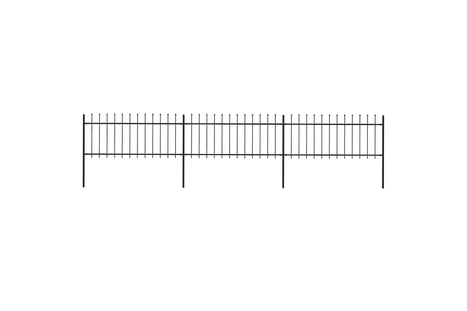 Vidaxl 277604 Garden Fence With Spear Top Steel 5.1x0.8 M Black