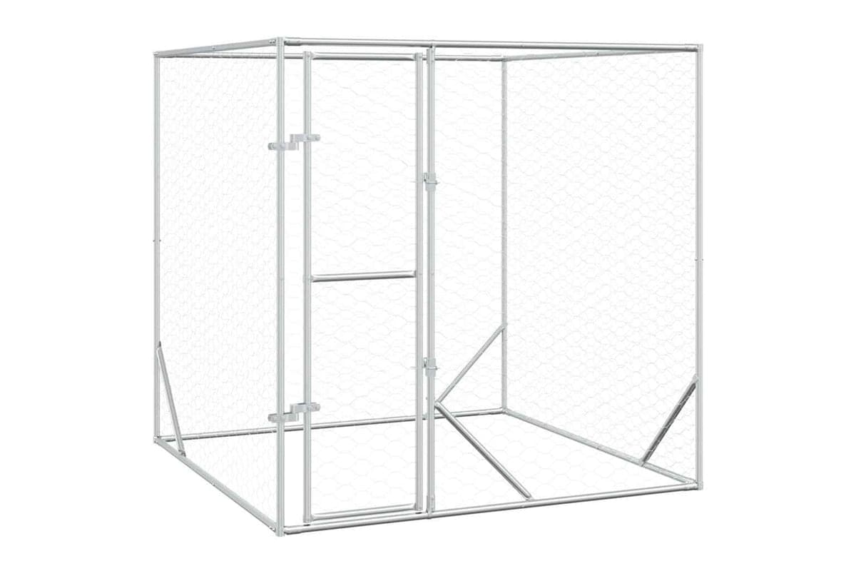 Vidaxl Outdoor Dog Kennel Silver 2x2x2 M Galvanised Steel