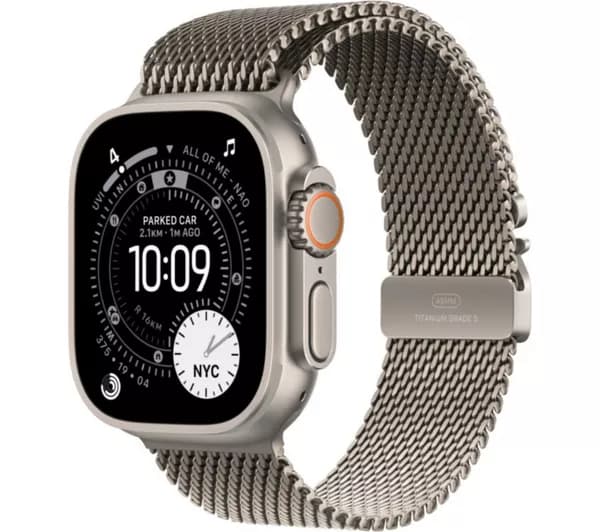 APPLE Watch Ultra 3 Cellular - 49 mm Natural Titanium Case with Natural Titanium Milanese Loop, Large