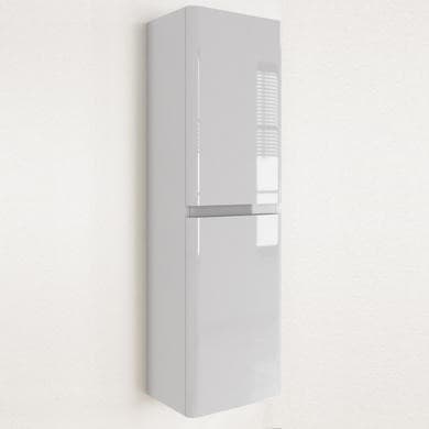 Double Door White Wall Hung Tall Bathroom Cabinet 400 x 1400mm - Pendle