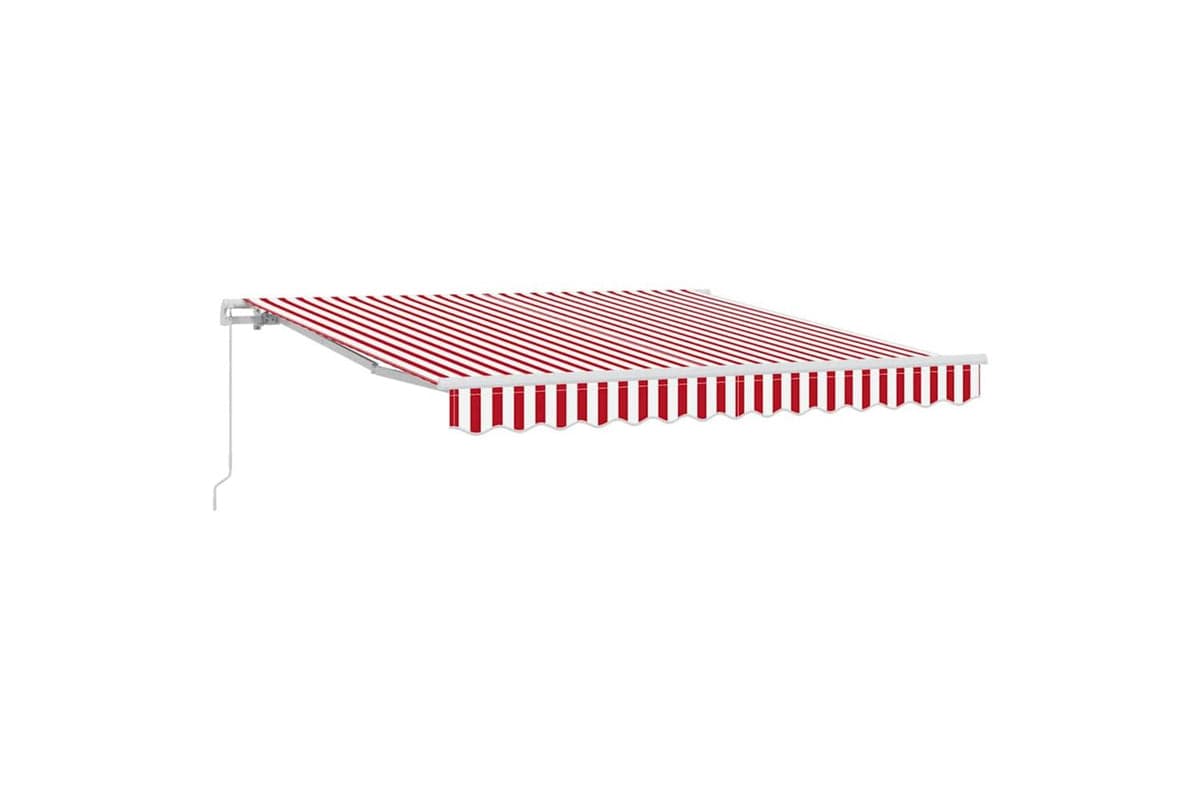 Vidaxl Retractable Awning Manual Red And White 350 X 250 Cm Fabric
