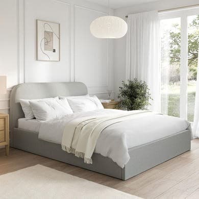 Grey - Upholstered End-lift Ottoman Storage Bed - Zara