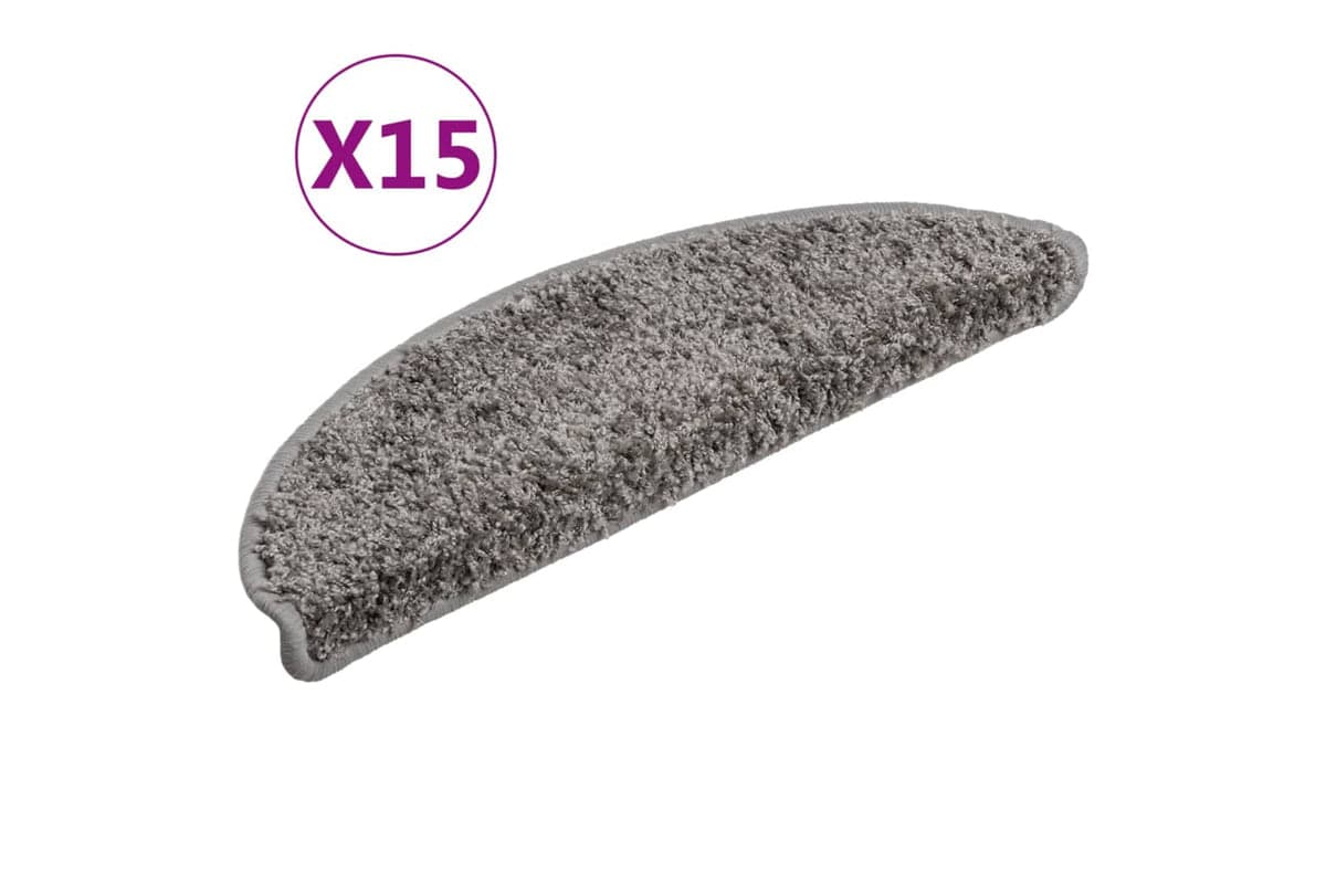 vidaXL 133892 Carpet Stair Treads 15 Pcs Grey 56x17x3cm