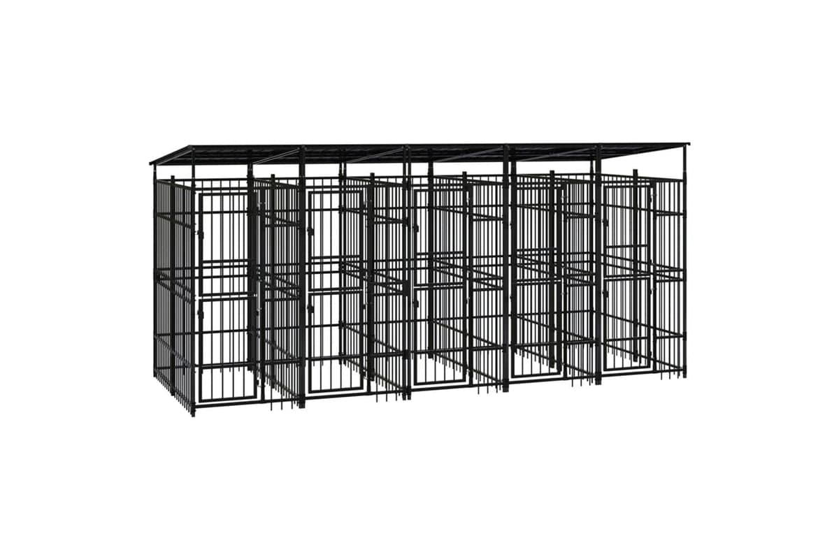 Vidaxl Outdoor Dog Kennel With Roof Steel 922 M