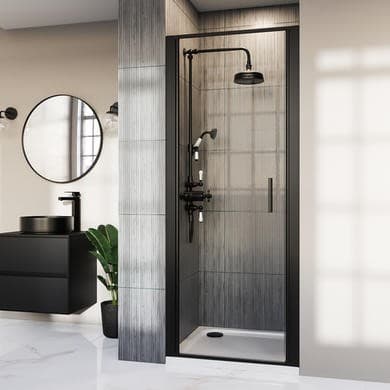 Black - Hinged Door Shower Enclosure 8mm Glass - Pavo