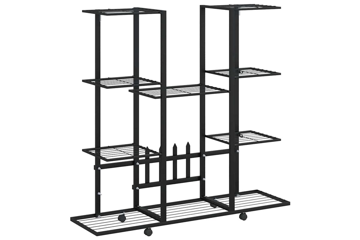 vidaXL 343121 Flower Stand With Wheels 94.5x24.5x91.5cm Black Iron
