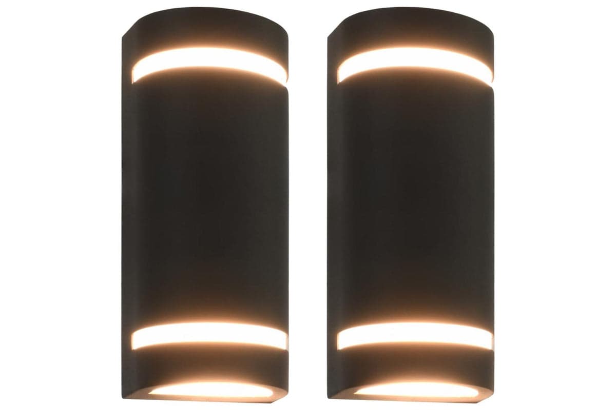 Vidaxl 45649 Outdoor Wall Lights 2 Pcs 35 W Black Half-round