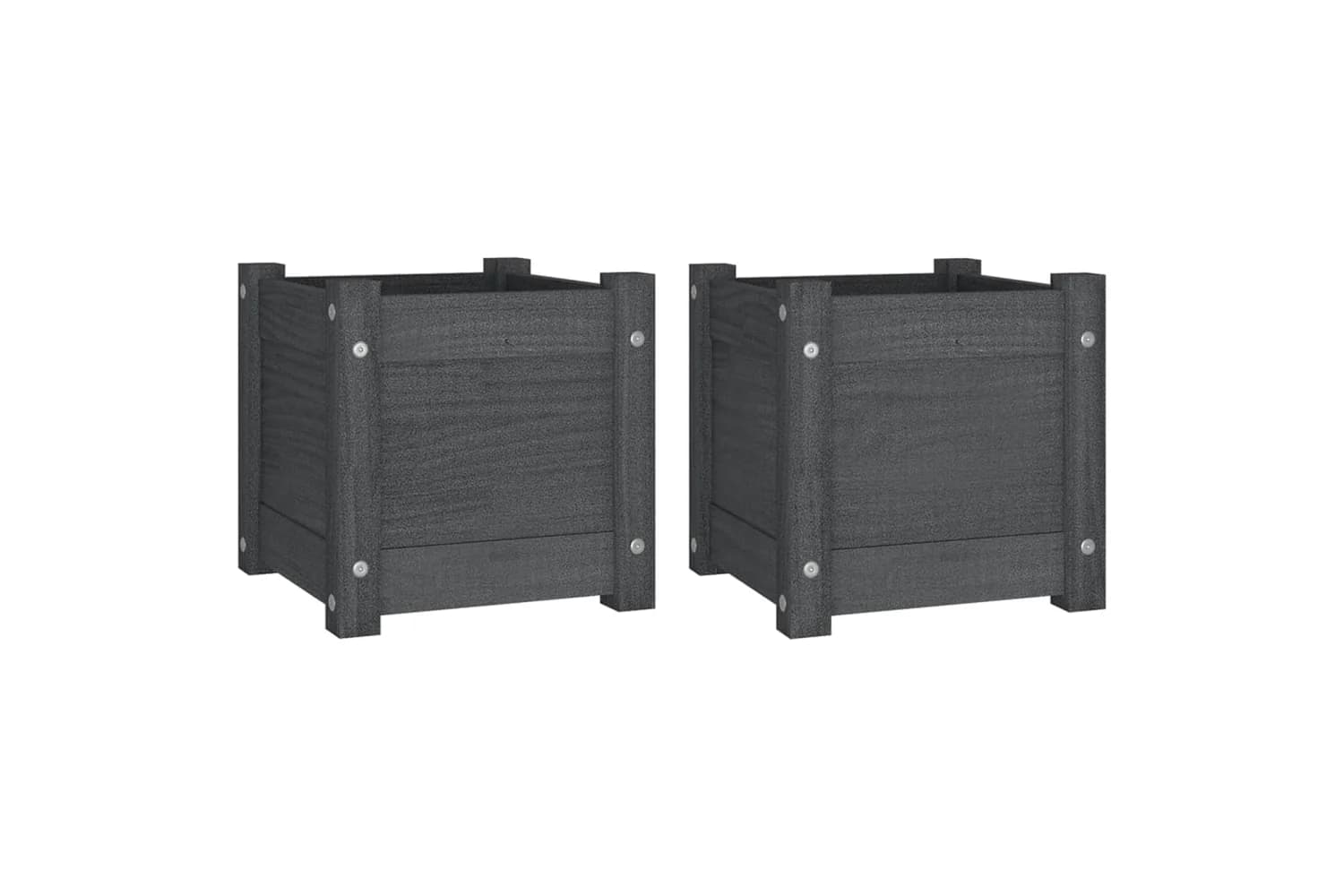 vidaXL 810527 Garden Planters 2 Pcs Grey 31x31x31cm Solid Pinewood