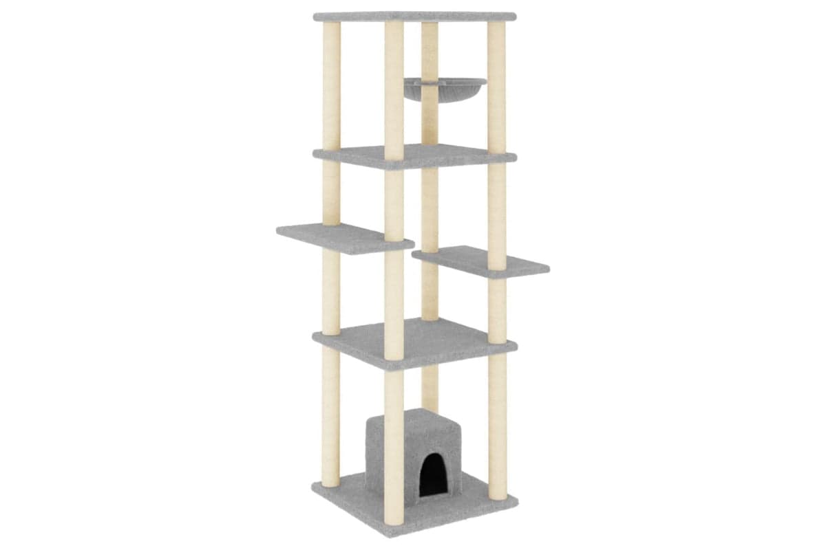 Cat Tree With Sisal Scratching Posts Light Grey 154 Cm