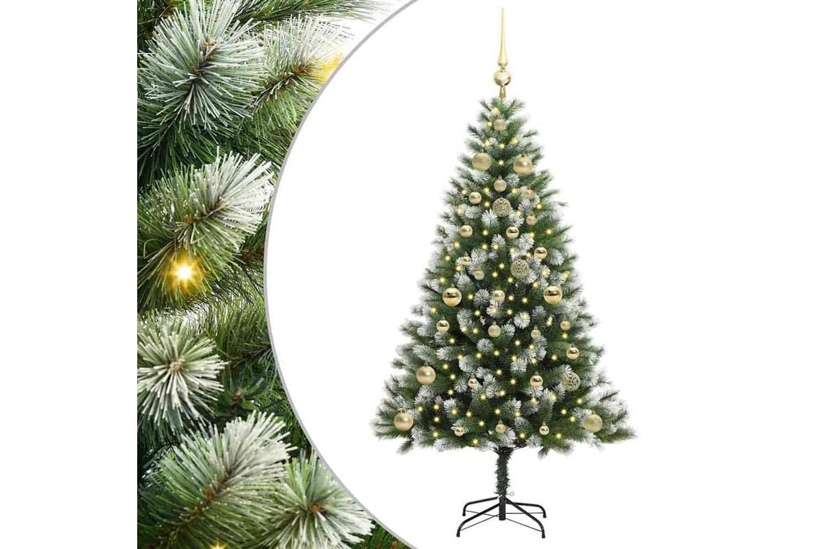 Vidaxl Artificial Hinged Christmas Tree With Flocked Snow 150 Cm