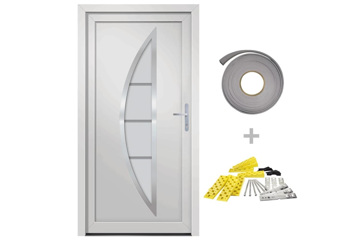 vidaXL 3187867 Front Door White 88x200cm Pvc