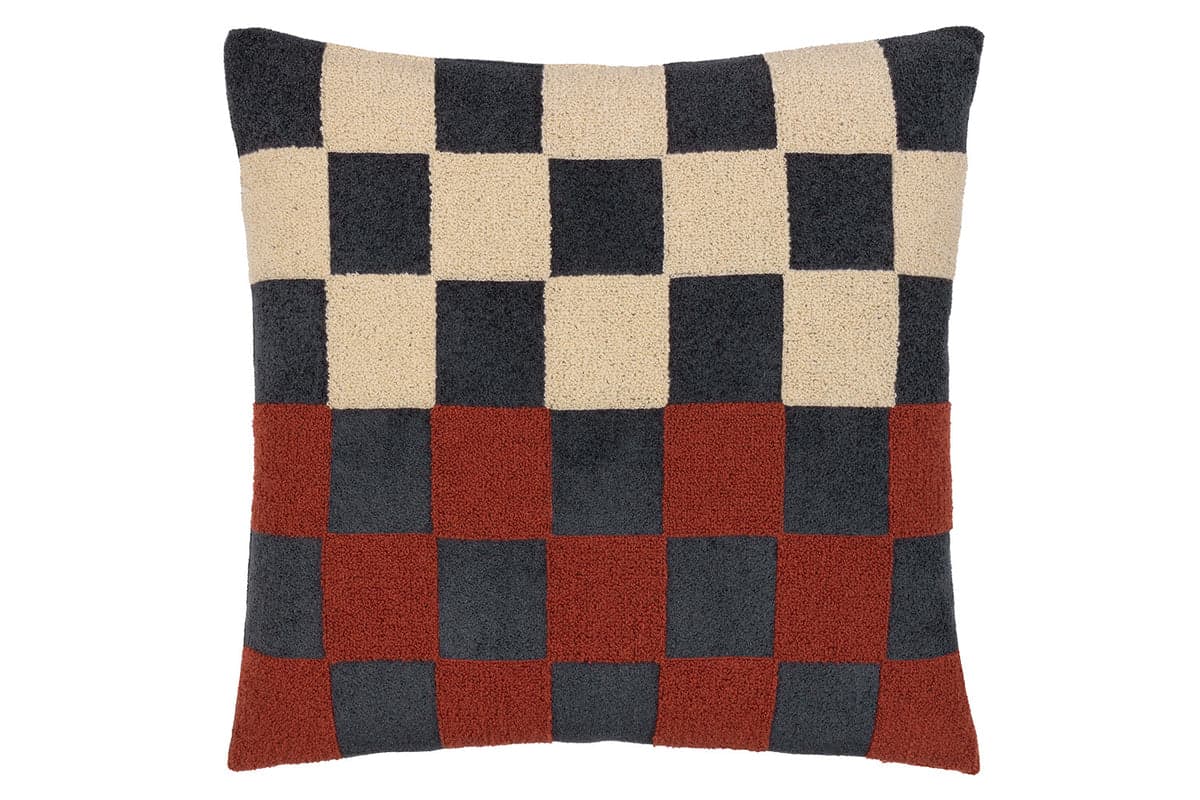 Tilo Checker Cushion | Dark Blue/Cinnamon | 50 x 50 cm