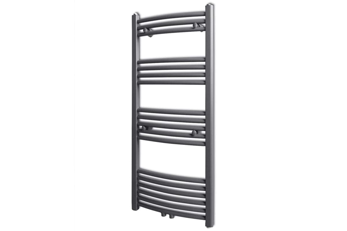 Vidaxl 141899 Grey Bathroom Central Heating Towel Rail Radiator Curve 500x1160mm