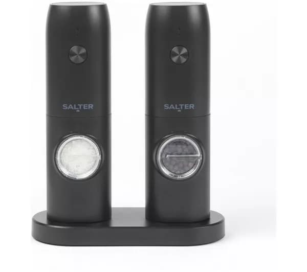 SALTER BW14373 Electric Salt & Pepper Mill Set with Base - Black