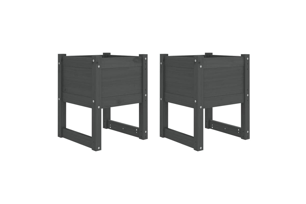 vidaXL 822112 Planters 2 Pcs Grey 40x40x52.5cm Solid Wood Pine